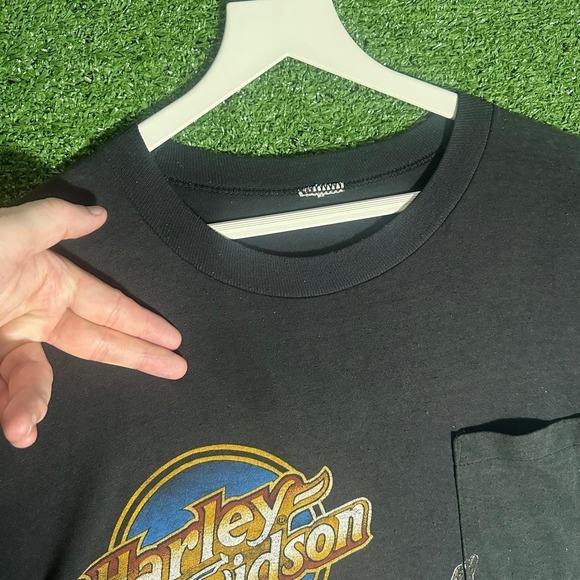 Vintage 80s Harley Davidson T Shirt Mens XL Black Coast to Coast Eagle Biker - Picture 14 of 16